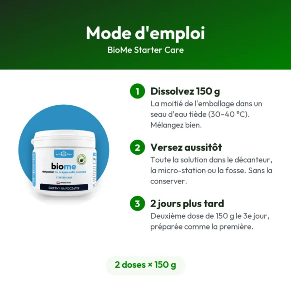 BioMe Starter Care : activateur pour micro-stations et fosses septiques, 300 g