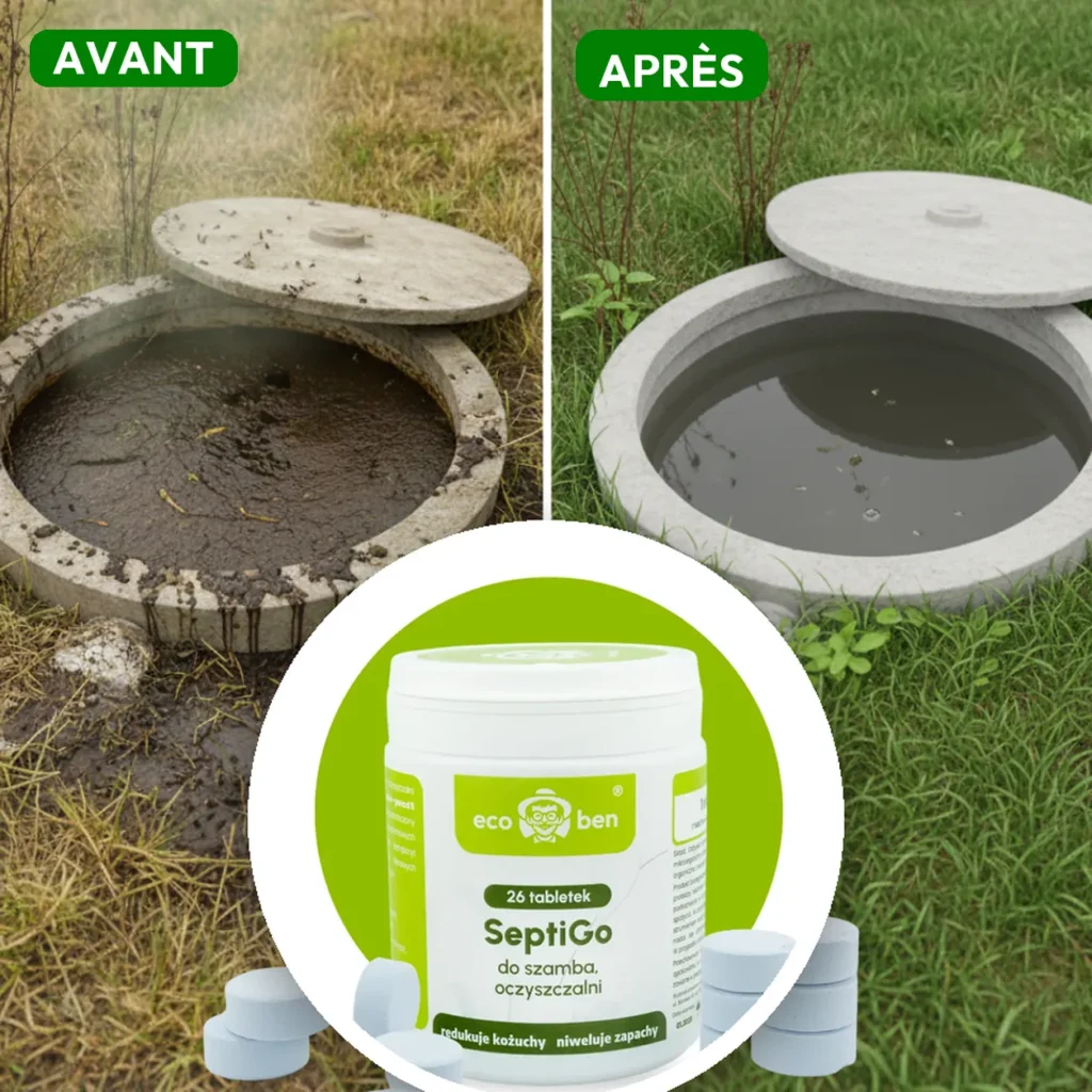 Avant / après : pastilles SeptiGo pour fosse septique et micro-station