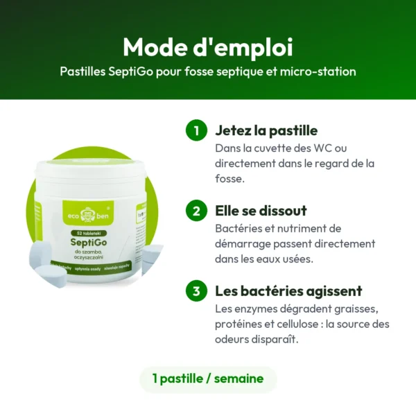 Pastilles SeptiGo pour fosse septique et micro-station